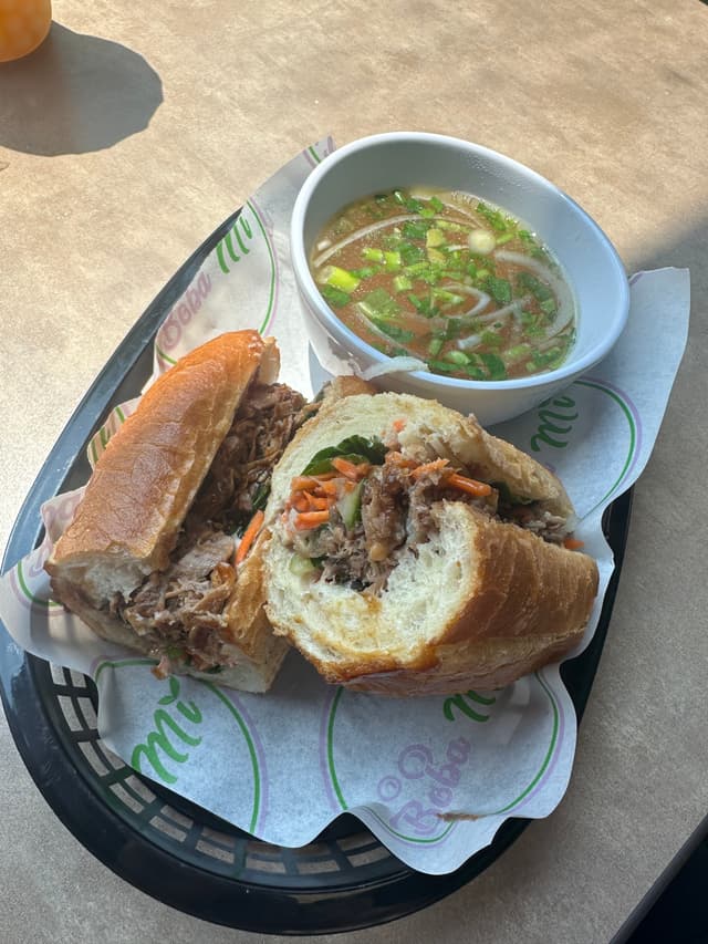 Banh Mi with pho broth on side