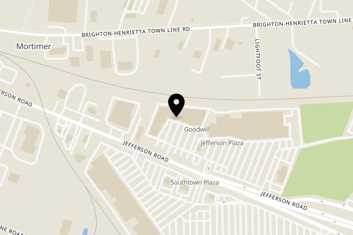 Map showing the location of Boba Mi on 376 W Jefferson Rd in Rochester